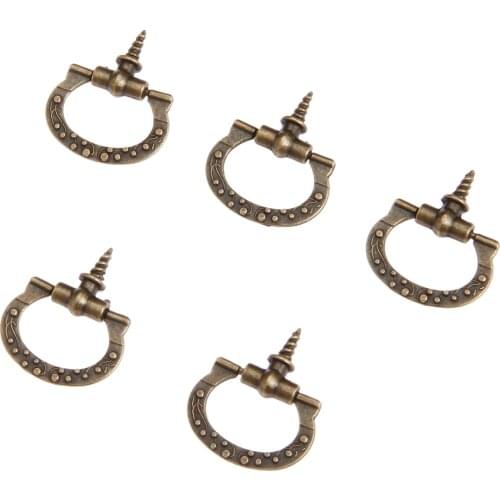 5 Pcs Vintage Cabinet Pulls Knobs Jewelry Box Drawer Cupboard Pull Handles Self-Tapping Screws Handle Furniture Hardware 24*27mm