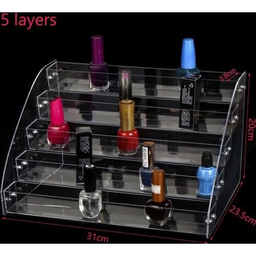 5 Layers Acrylic Nail Polish Organizer Essential Oil Storage Clear Makeup Box Manicure Cosmetics Jewelry Display Stand Holder