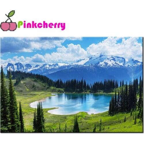Diy Full Diamond Embroidery Snow Mountain Forest Lake Landscape Diamond Painting Art Picture Mosaic Natural Scenery k1147