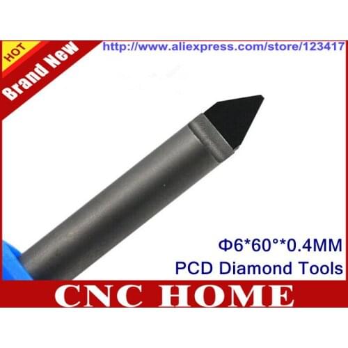 6X60 AngleX0.4mm- PCD Diamond Router Bits, Sharp Diamond Engraving Bits for CNC, Hard Granite Stone Lettering, FREE Ship