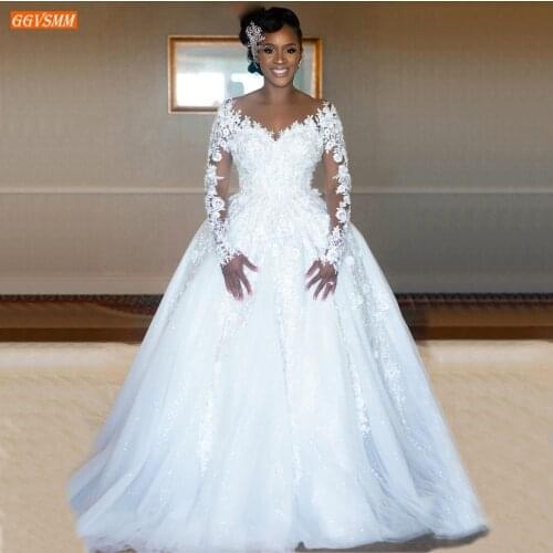 Arabic Vintage Lace Appliques Wedding Dresses Sheer Jewel Neck See Though Long Sleeves Bridal Dress High Quality Wedding Gowns