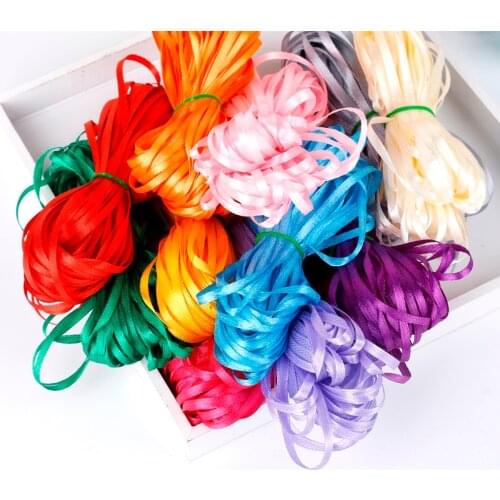 Mix 18 Colors 25Yards 3mm Width Solid Silk Satin Lace Ribbon Wedding Invitation Card Party Decoration Scrapbooking Wrap Supplies