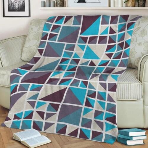 Abstract Geometric Pattern 3D Printed Velvet Plush Throw Fleece Blanket Bedspread Sherpa Blanket Home Decora