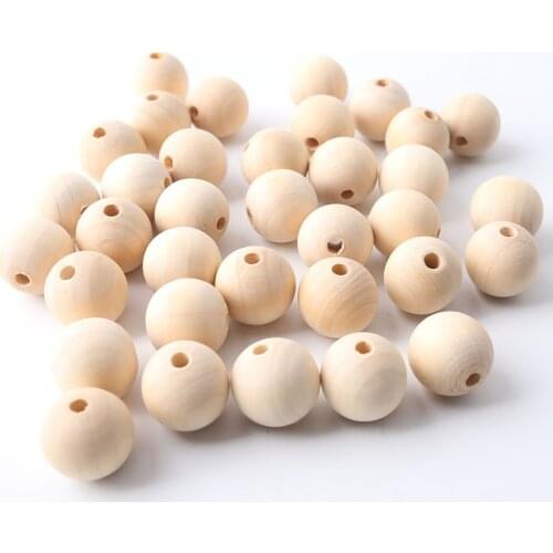 10mm-25mm 200pcs Unfinished Natural Wood Beads Handmade DIY Necklace Beacelet Decor Room Wall Accessories Wooden Teething Toys
