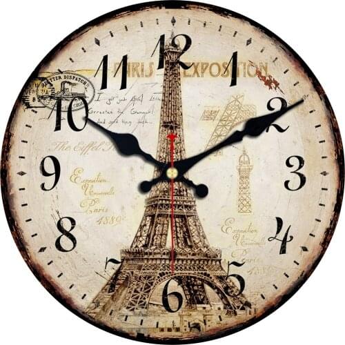 Vintage Old Paris Towel Clock Silent Arab Numerals Anolog Home Decor Saat Wall Art Large Clock No Ticking
