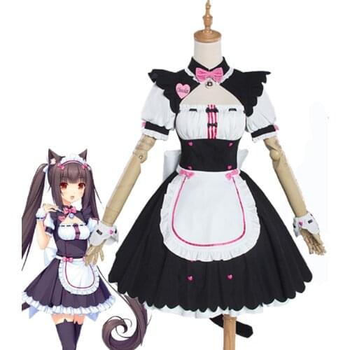 Chocola Vanilla Cosplay Costume Chocola and Vanilla Cat Maid Dress Girls Woman Cute Maid Dress