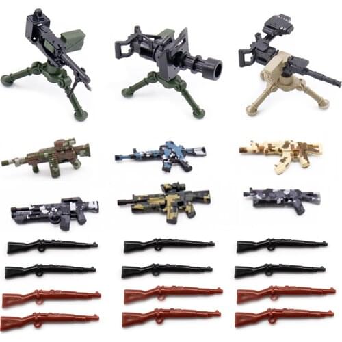 Military SWAT TEAM Guns Weapon Pack DIY Building Blocks Parts for ww2 Army Soldier City Police Figures Kids Toys