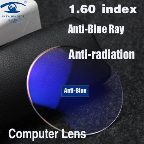 ESNBIE 1.60 index Anti Blue Ray Prescription Lens Mens Womens Optical Lens Customized Computer Lenses Eye 1 Pair(2 pieces)