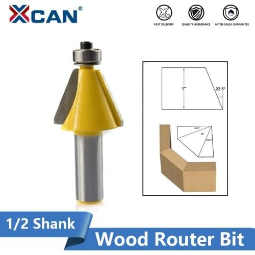 XCAN Chamfer & Bevel Edging Router Bit Wood Milling Cutter 1/2 Shank For Woodworking Engraving Cutting Tools Wood Milling Cutter