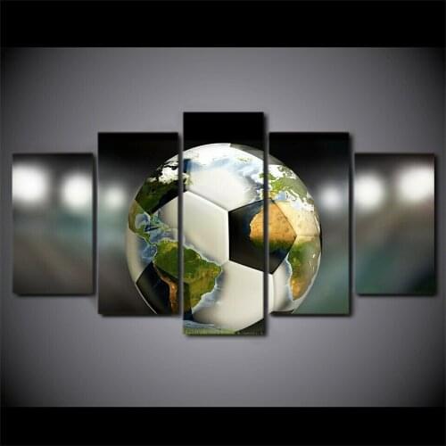 Soccer World Map Sports 5 Pcs Modern Home Wall Decor Canvas Picture Art HD Print Painting On Canvas for Living Room