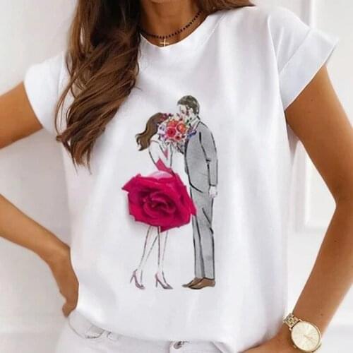 FIXSYS Summer New Fashion Short Sleeve Women T-shirt Flowers Dress Graphic Printed Ladies Tshirts Girls Harajuku Casual Tops Tee