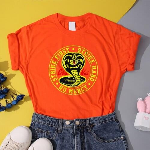 Cobra Kai TV Series Women T-Shirts Fashion Brand T Shirt Harajuku Hip Hop Lady Tee Tops Summer Casual Womens Clothing Oversized