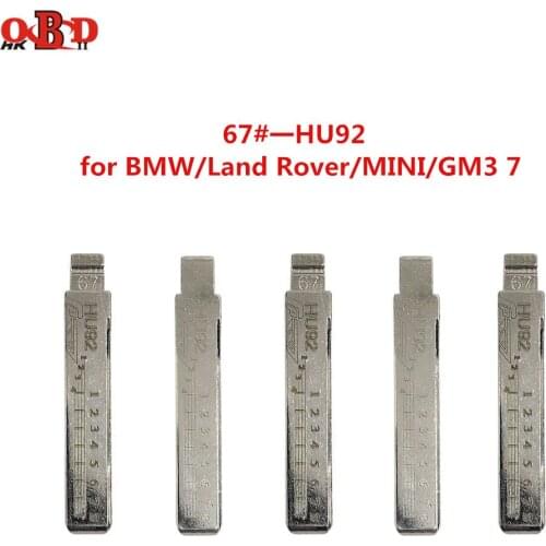 HKOBDII 10pcs 2 In 1 LiShi Uncut Metal NO.67 KD900 Remote Blank Car Key Blade HU92 for BMW/Land Rover/Rolls Royce/MINI/GM3 7