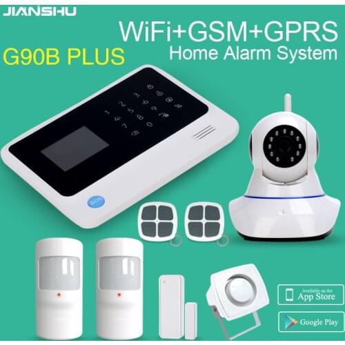 JIANSHU Home Security Alarm System IOS Android APP Control GSM WIFI Alarm System Wireless Home Burglar Alarm System With Camera