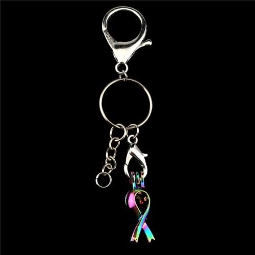 Y-C285 Metal Keychains Rainbow Ribbon Sign Beads Cage Lobster Clasps Key Rings DIY Jewelry Making chaveiro