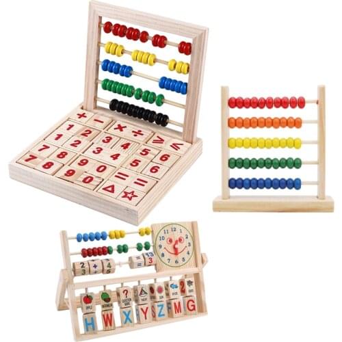 Multifunction Abacus Learning Stand Wooden Montessori Toys Counting Cognition Board Early Educational Math Toy For Children Gift