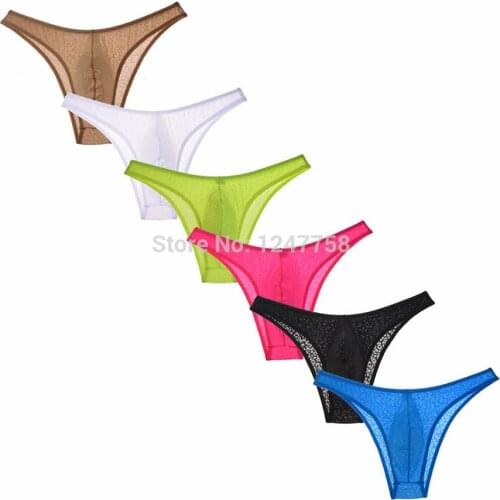 Men Semi Briefs Underwear Sexy Bluge Pouch Jockstrap Bottoms Pants Cuecas See-through Bikini