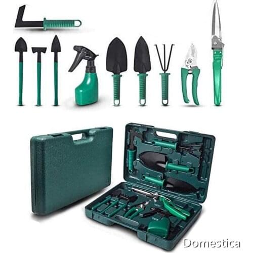 Garden Plant Tool Set 5/10PCS Ergonomic Handle Trowel Rake Weeder Pruner Shears Sprayer Garden Hand Tools With Carrying Case