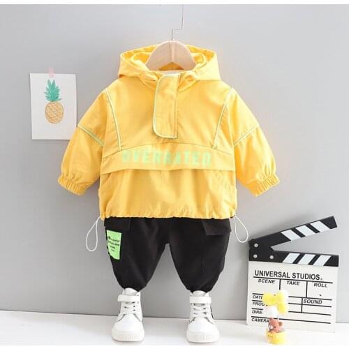 2021 childrens clothing new children girl fashion suit boy spring and autumn sports set letter strip set