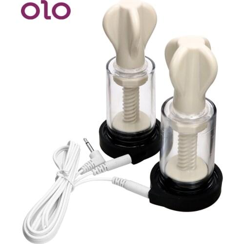 OLO 1 Pair Electric Shock Nipple Sucker Nipple Clamps Pump Body Massager Breast Enlarger Clitoris Massager Sex Toys for Women