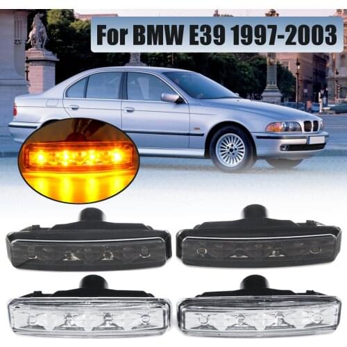 A pair of front left and right clear turn indicator side indicator lightsfor BMW E39 1997 1998 1999 2000 2001 2002 2003 LED lamp
