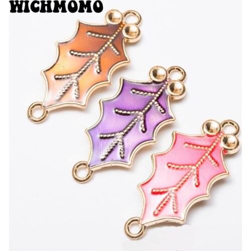 2021 New 5pcs/bag 35*16mm Retro Zinc Alloy Drop Maple Leaf Connector Charms for DIY Necklace Earrings Jewelry Accessories