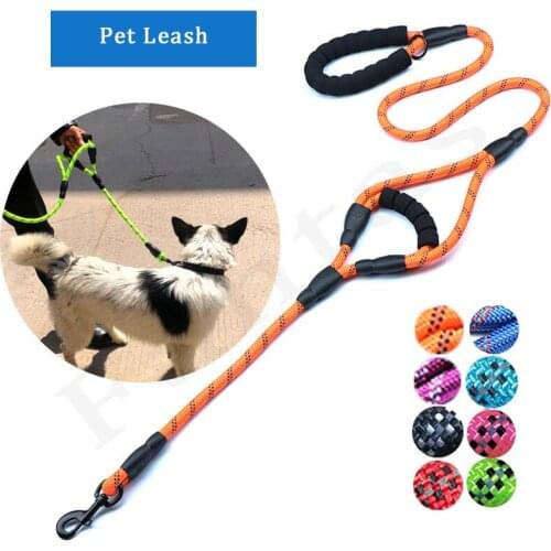 Wholesale Reflective 1.5M Length Dog Leash Double Handles Pet Products Nylon Traction Rope For Medium Large Dogs Pet Supplies