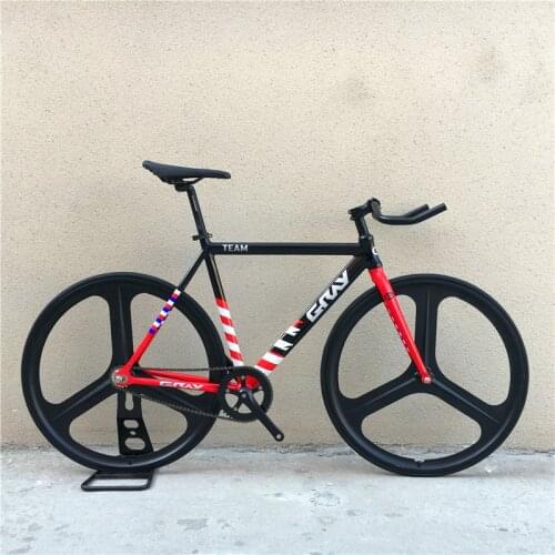 Gray Team Fixed Gear Bike 700C Aluminum Alloy Frame 52cm 55cm Single Speed Bike Track Bicycle with 3 Spoke wheel and V Brake