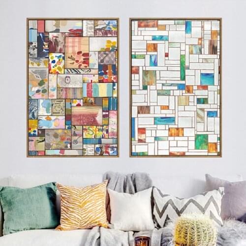 Modern Abstract Square Multi Colors Canvas Painting Poster Print POP Wall Art Picture on Canvas for Kids Room Gallery Home Decor