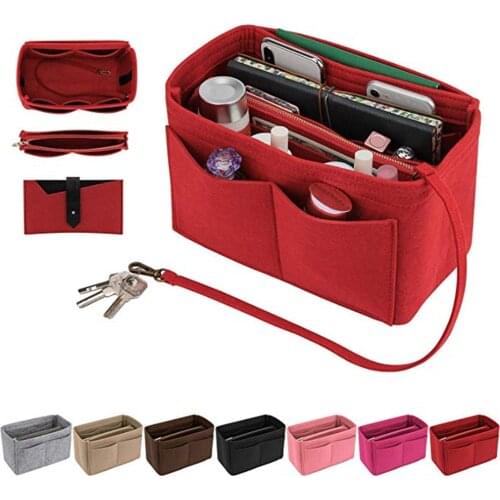 The New Make Organizer Felt Insert Bag For Handbag Travel Inner Purse Portable Cosmetic Bag Various Brand Bags Large Capacity