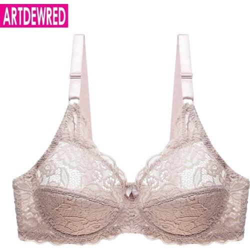 Sexy Lace Bra Plus size C D Cup Underwire Gather Adjustment Plunge Lingerie Bras For Women Embroidery Underwear BH Top