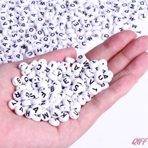 100x White Letter Alphabet Acrylic Loose Beads For Bracelet Jewelry DIY Finding