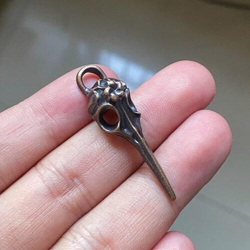 12pcs 3D Bird Skull Metal Charms Pendants Accessories, Antique Copper Tone For Diy Necklace Handmade Jewelry Makeing Crafts