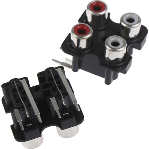 2PCS High Quality 2colors ( Red + White ) RCA Female Connector Sealed Stereo Audio Jack AV Audio Input Socket AV4-8.4