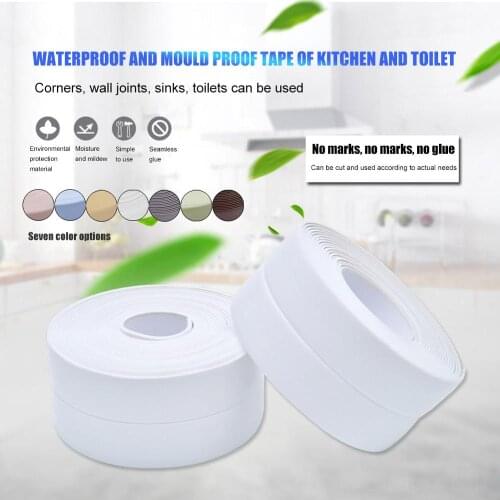 3.2M * 38MM Durable Kitchen Bathroom Self Adhesive Wall Seal Ring Tape WC Waterproof PE Tape Mold Proof Edge Trim Tape Accessory