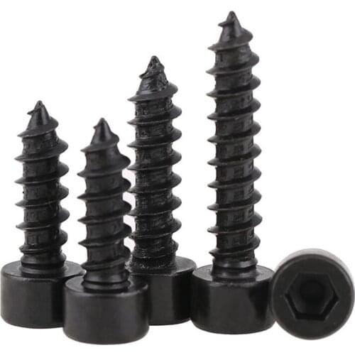 50pcs M2 M2.6 M3 M4 HA black cylinder head hexagon head self tapping screws cup furniture speaker screw