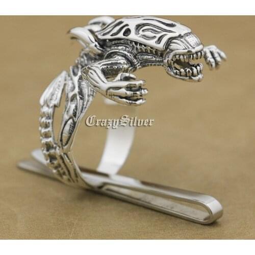 925 Sterling Silver AVP Alien Monster Mens Biker Punk Ring 9T004 US Size 8 ~ 14