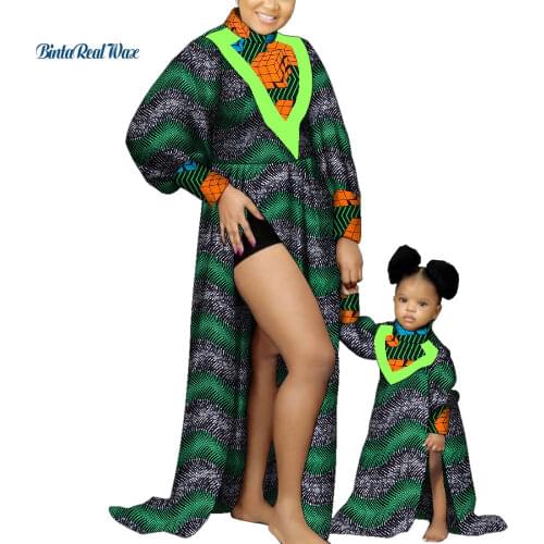 African Women Dress Ankara Print Party Dresses for Women Mom and Daughter Dress Girl Clothes Dashiki African Clothing WYq809