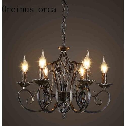 American Retro Vintage Iron Chandelier creative personality loft industrial wind bar Internet bar engineering decorative lamps
