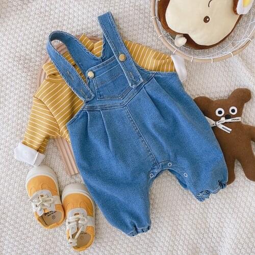 -3 Year Old Baby Overalls 2020 Winter New Baby Boys and Girls Big Pocket Soft and Fleece One-piece Denim Trousers Suspender Jean
