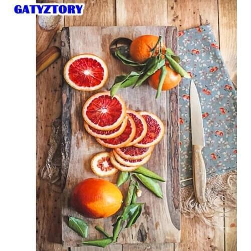 GATYZTORY Fruit Diy Oil Painting By Numbers Kits Handmade Home Living Room Decoration Artcraft 40x50cm Framed