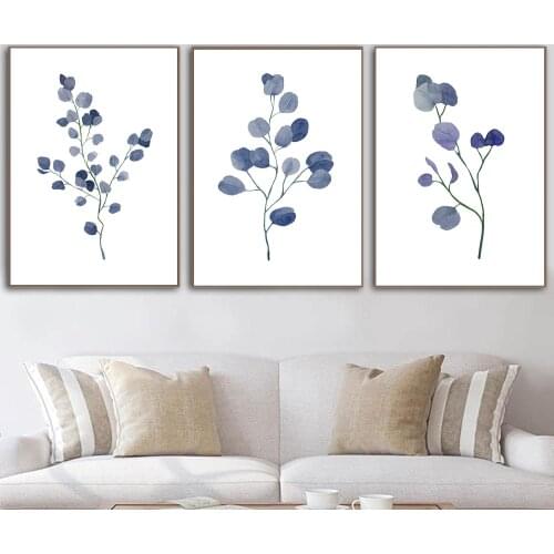 Indigo Eucalyptus Plants Leaf Canvas Poster Botanical Print Wall Art Leaves Painting Decoration Pictures Minimalist Home Decor