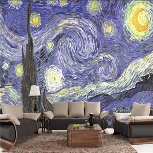 Custom Van Gogh Oil Painting Starry Sky 3D Photo Wallpapers for Living Room Bedroom Wall Papers Home Decor Papel De Parede 3d