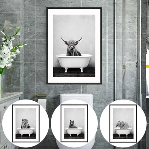 Cartoon Animal Baby Lion Elephant Zebra Art Pictures Canvas Poster Painting Kids Room Wall Decor Unframed Painting Core S/L Size