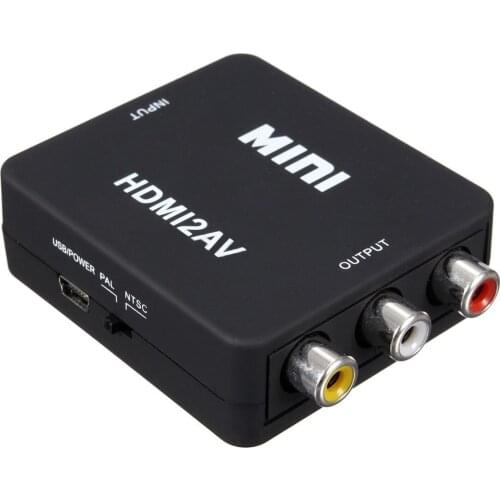 MINI HDMI to 3RCA CVBS Composite Video AV Converter Adapter for TV PS3 VHS VCR DVD Black