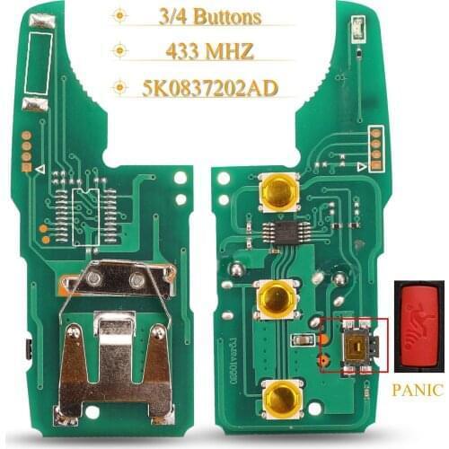 Kutery 4 Buttons Remote Flip Car Key Circuit Board 433Mhz 5K0837202AD For VW Beetle Caddy Eos Golf Jetta Polo Scirocco Tiguan