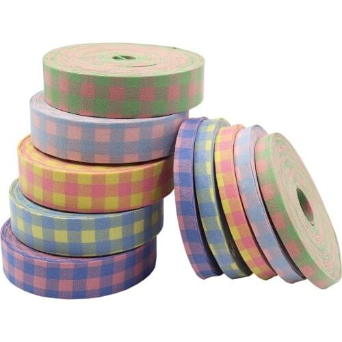 5 Yard Big grid double-sided thickening Wrapping Mobile Phone Straps Refreshing stripe pattern Decoration Ribbon Multiple sizes