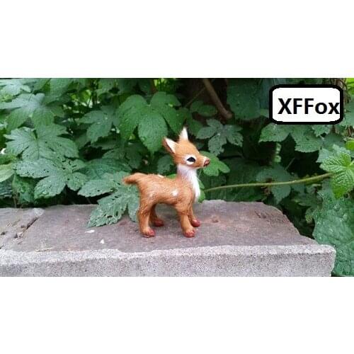 Mini simulation deer model plastic&furs deer doll home decoration gift about 9x4x8cm xf2276