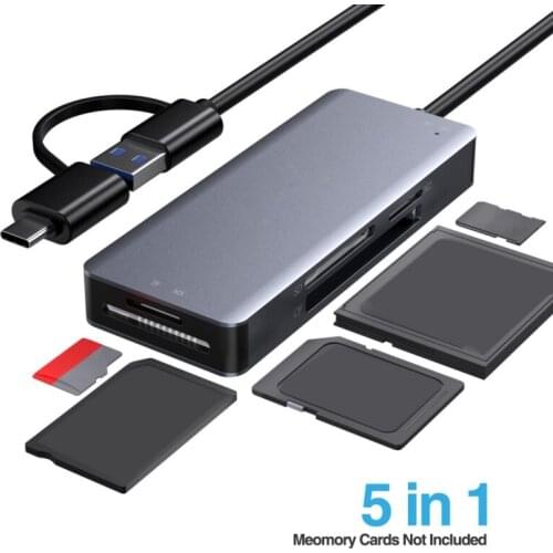 Multi-function Card Reader USB3.0 + TYPE C For SD/TF/CF/MS/M2 For Micro SD Memory Card for Windows/Mac OS/Android