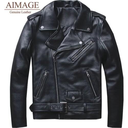 2021 New Classical Motorcycle Jackets Men Leather Jacket 100% Natural CownSkin Thick Moto Jacket Winter S-5XL PY066